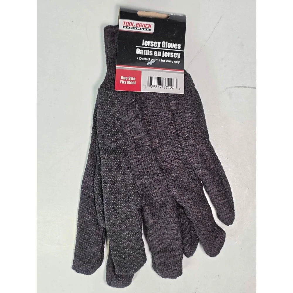 Tool Bench Hardware Jersey Gloves One Size Dotted‎ Palms For Easy Grip Set of 5